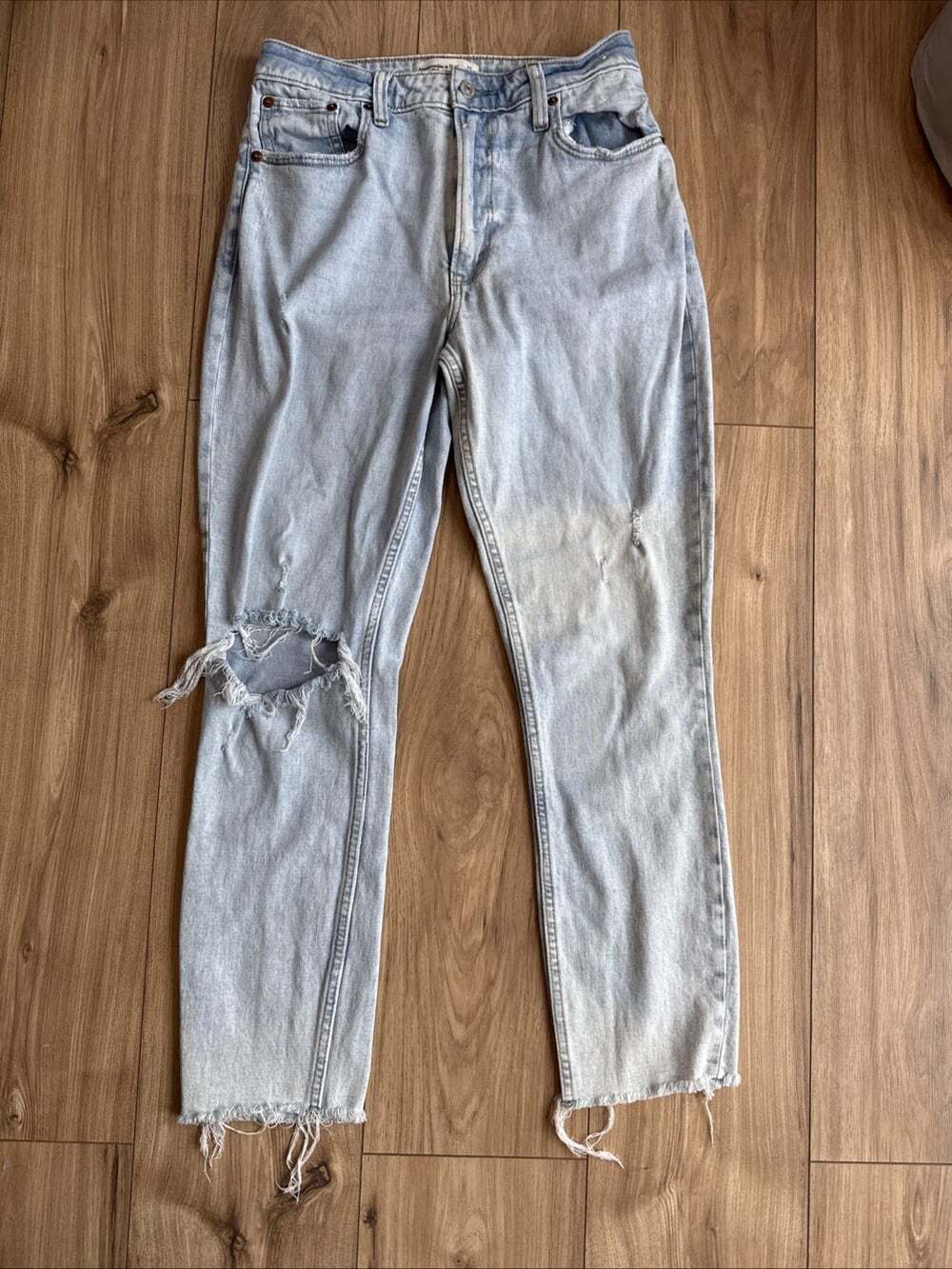 Abercrombie & Fitch Skinny High Rise Jeans Light Wash Ripped Size 27 Curve Love